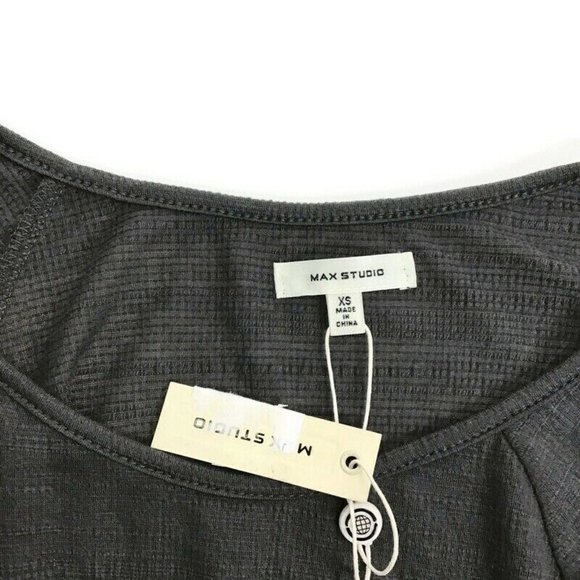 Max Studio Charcoal Twisted Puffed 3/4 Sleeve Lightweight Top NEW $78 Gray XS - Picture 4 of 4